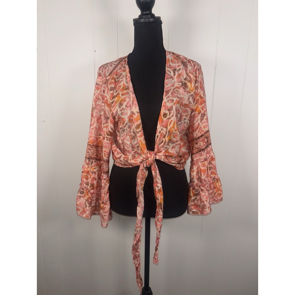 bigg bull‎ by cam silk tie cover up top one size (s-xl) Pink Orange